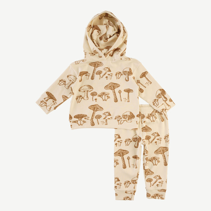 long sleeve hooded cuffed jogger set | wild mushroom | organic cotton interlock