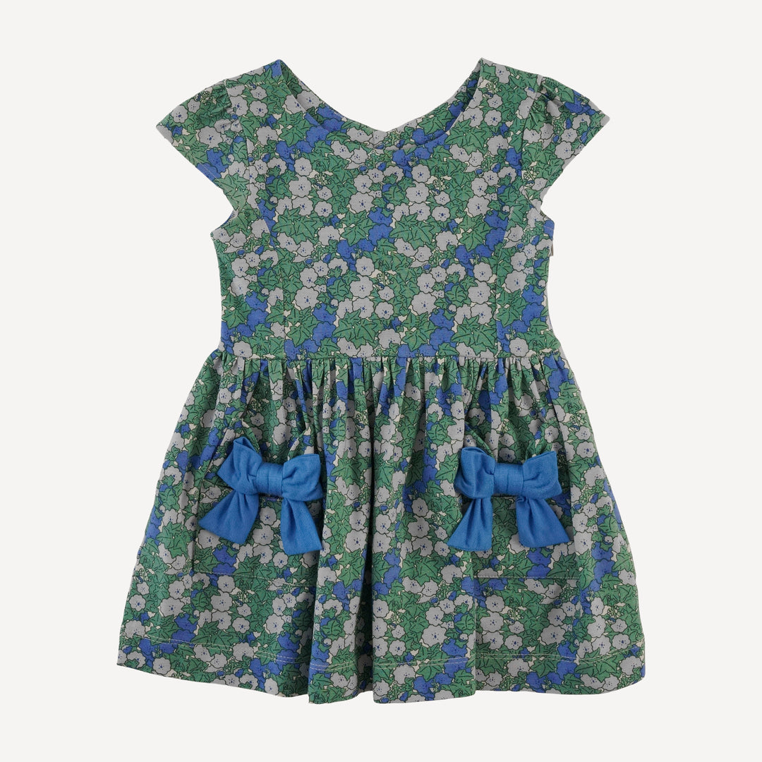 cap sleeve back bow dress | blue ivy floral | bamboo