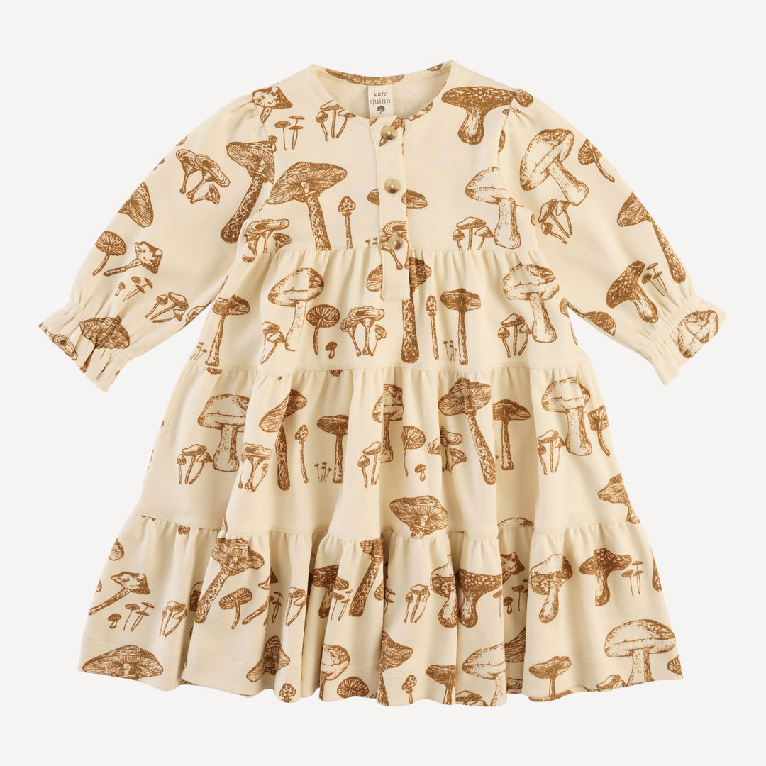 long sleeve prairie dress | wild mushroom | organic cotton interlock