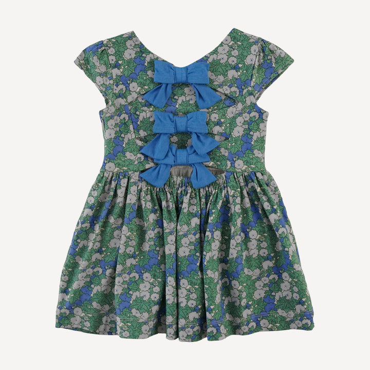 cap sleeve back bow dress | blue ivy floral | bamboo