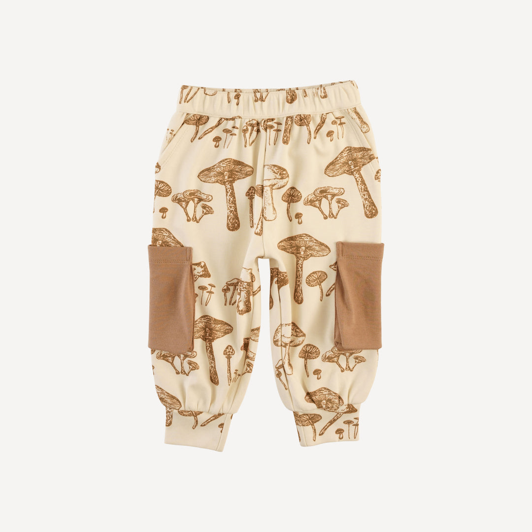 cargo bubble pant | wild mushroom | organic cotton interlock