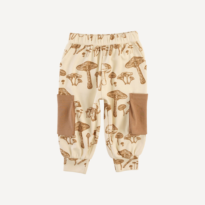 cargo bubble pant | wild mushroom | organic cotton interlock