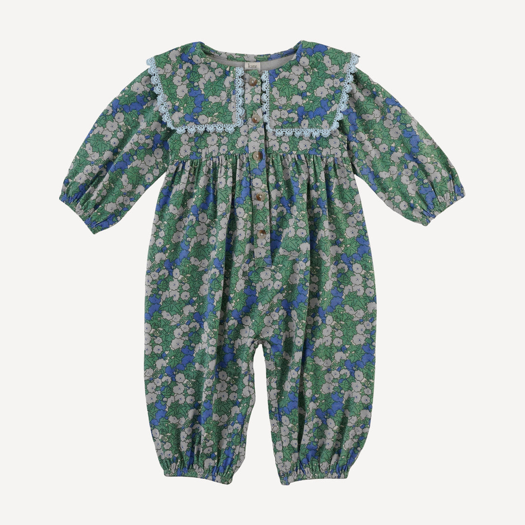 long sleeve square collar jumpsuit | blue ivy floral | bamboo