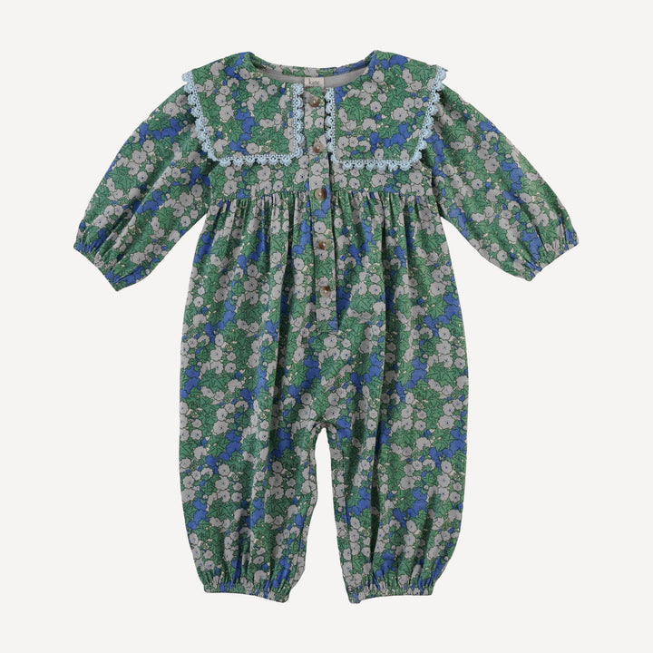 long sleeve square collar jumpsuit | blue ivy floral | bamboo