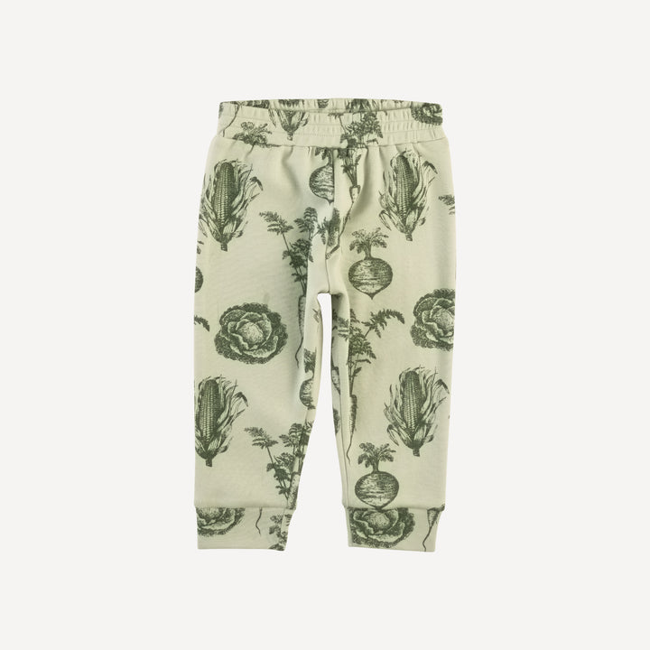 long sleeve hooded cuffed jogger set | green veggies | organic cotton interlock