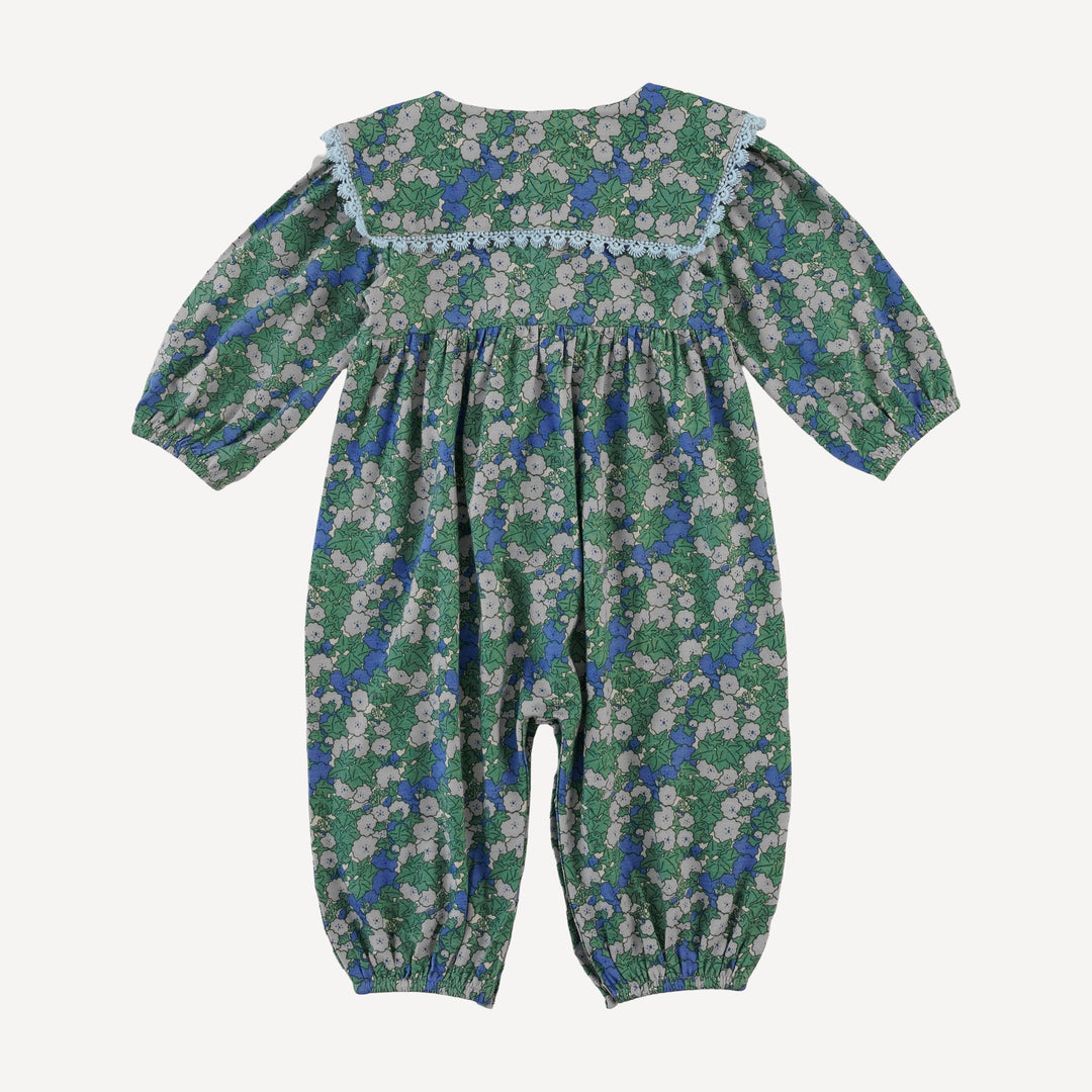 long sleeve square collar jumpsuit | blue ivy floral | bamboo