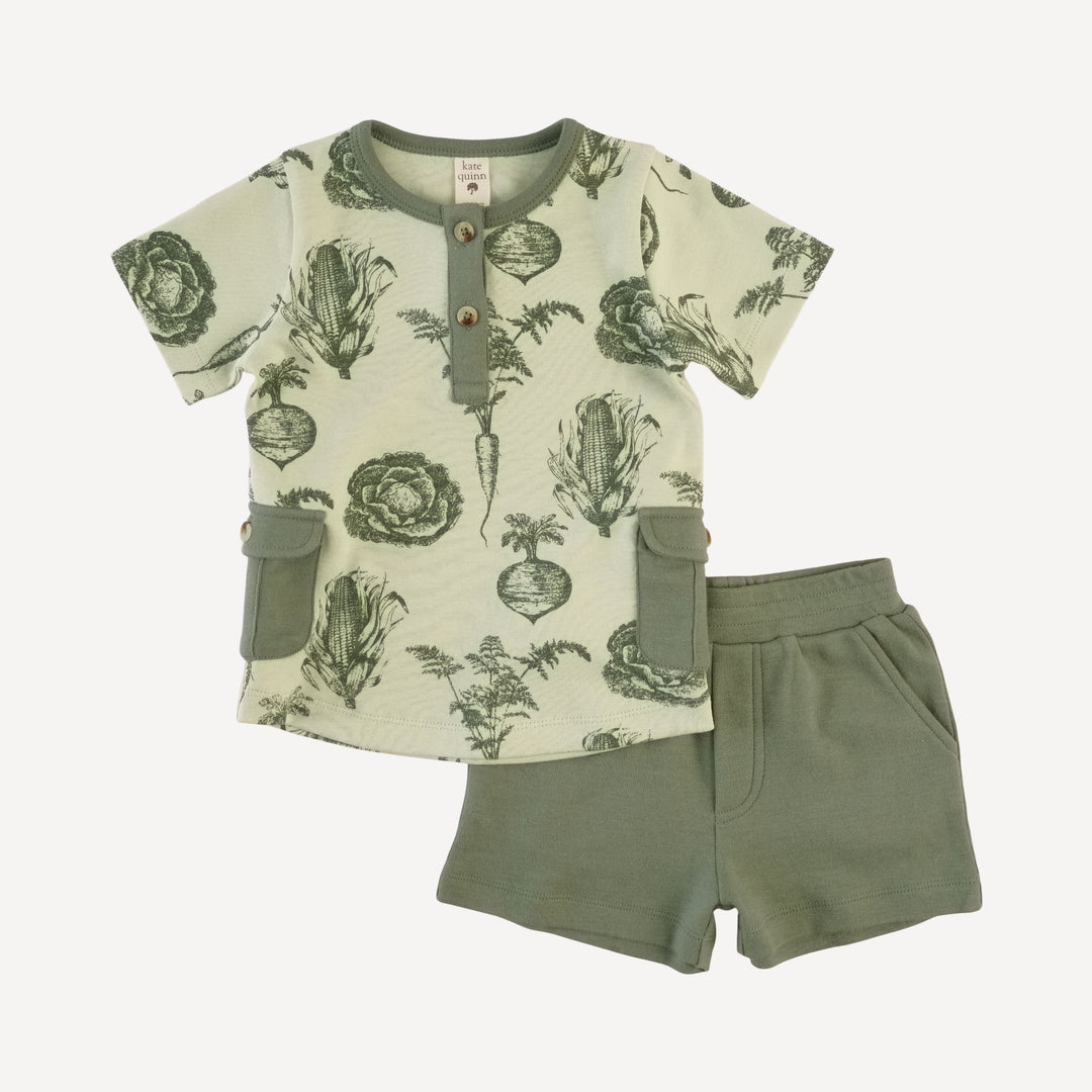 liam short set | green veggies | organic cotton interlock