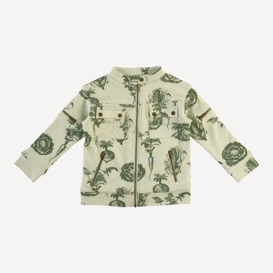 motorcycle jacket | green veggies | organic cotton interlock