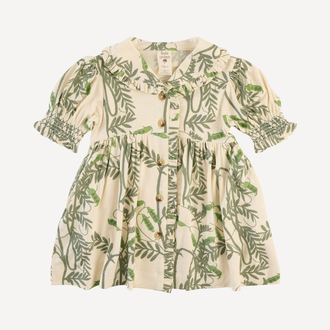 half sleeve ruffle shawl collar babydoll dress | pea pods | bamboo
