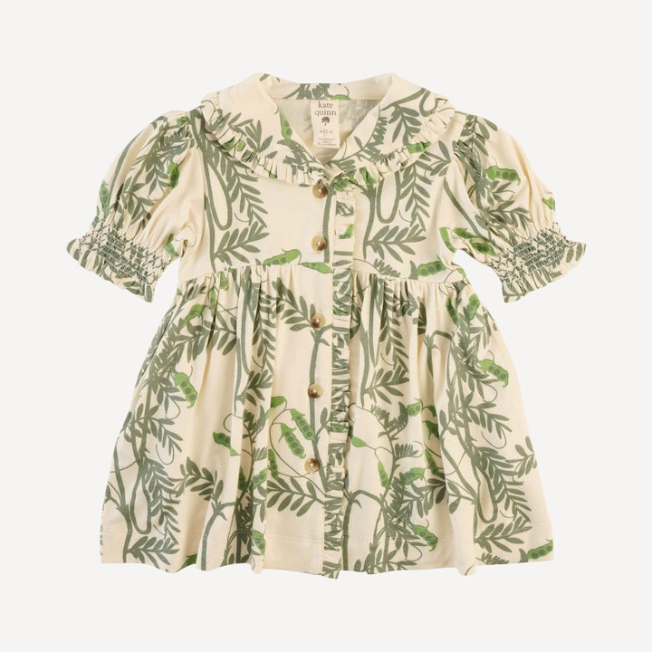 half sleeve ruffle shawl collar babydoll dress | pea pods | bamboo