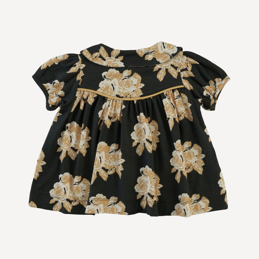 short sleeve piped gathered top | taffy rose | bamboo