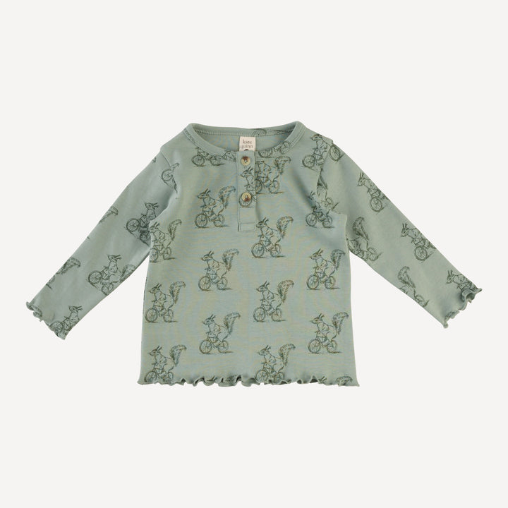 long sleeve jade set 2.0 | squirrels on bike | organic cotton interlock
