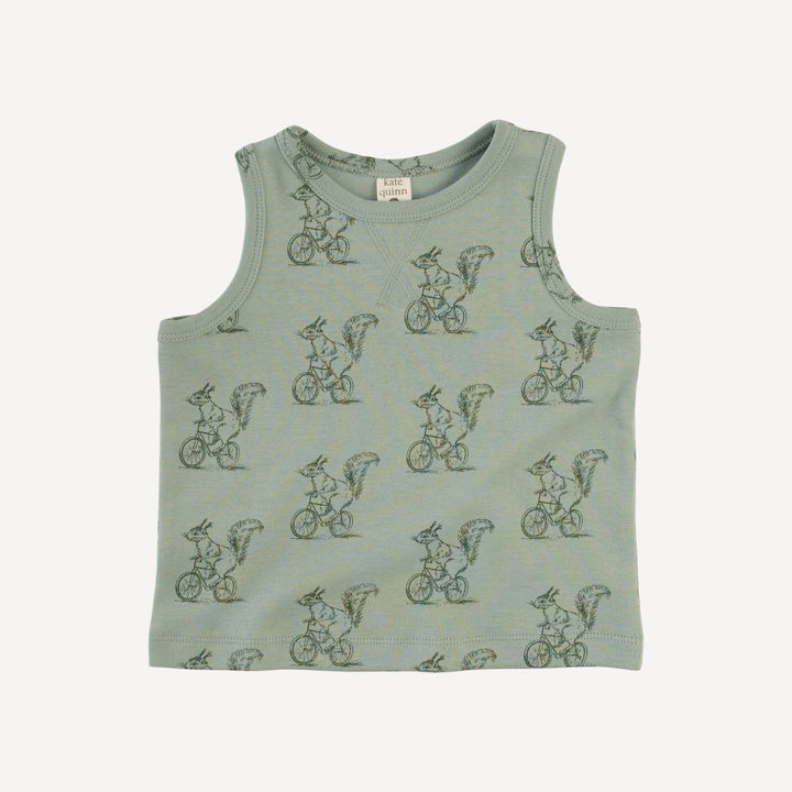 topstitch tank + relaxed short set | squirrels on bike | organic cotton interlock
