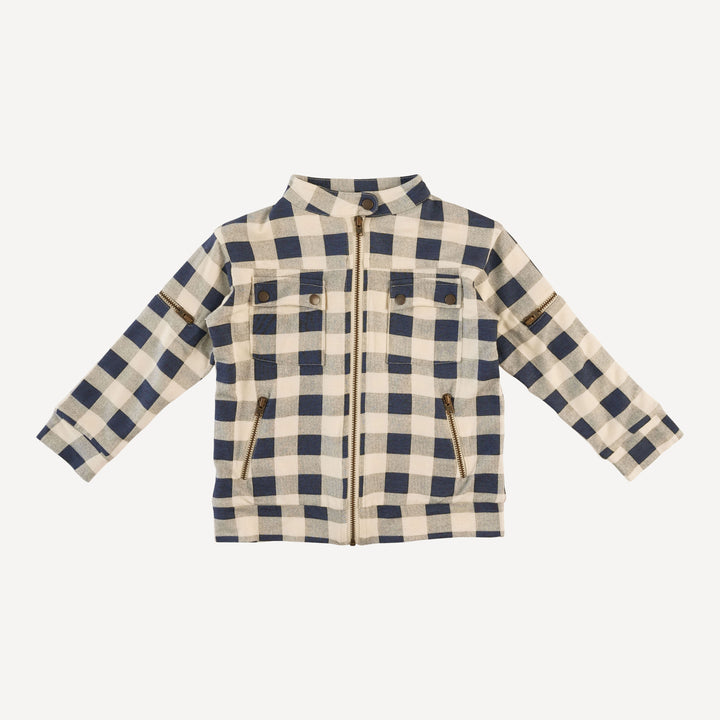 motorcycle jacket | blueberry gingham | bamboo
