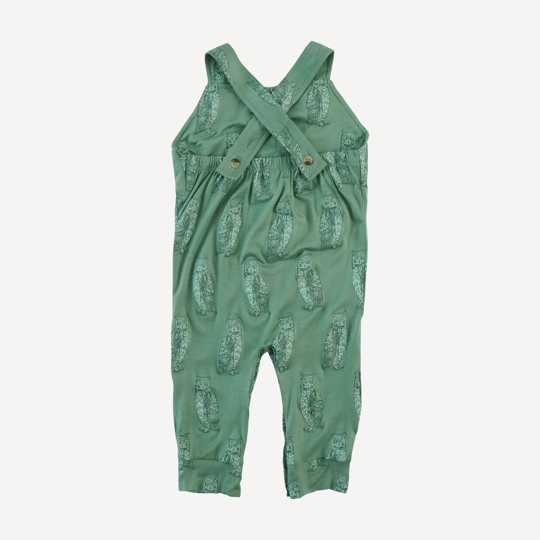 chevron overall jumpsuit | green owl | bamboo