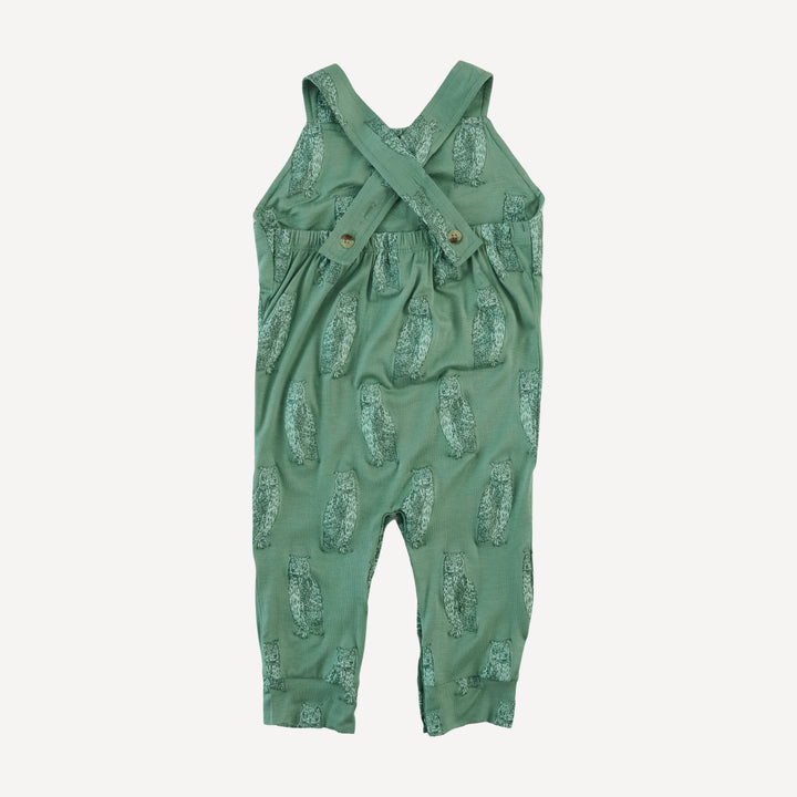 chevron overall jumpsuit | green owl | bamboo
