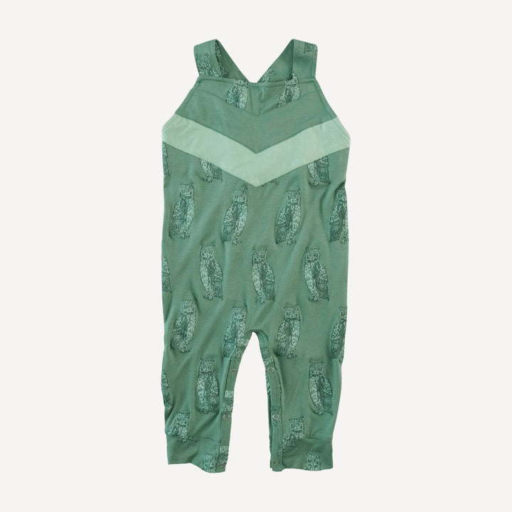 chevron overall jumpsuit | green owl | bamboo