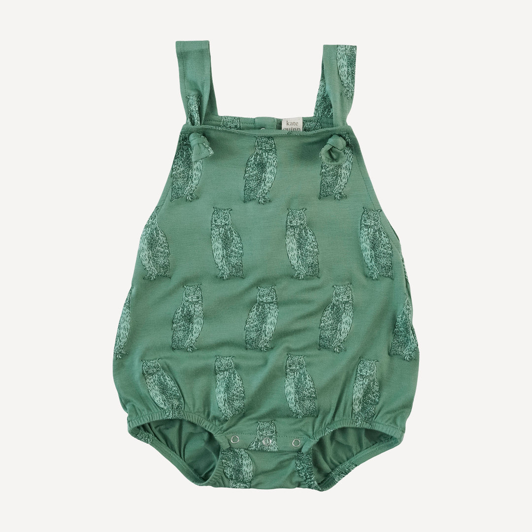 tie overall bubble | green owl | bamboo