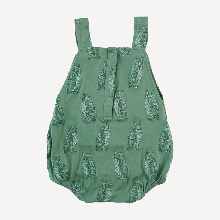 tie overall bubble | green owl | bamboo
