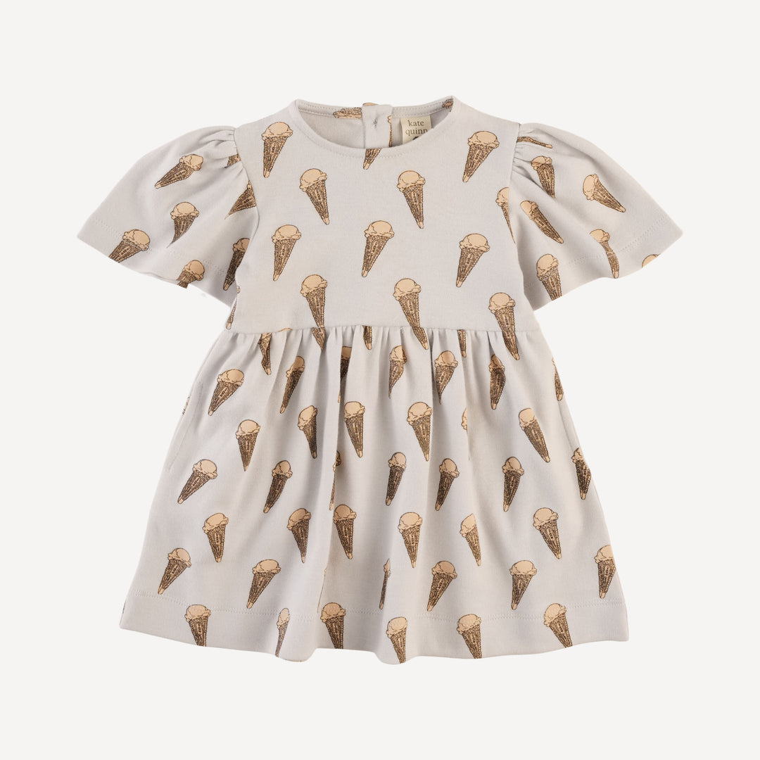 bell sleeve dress | ice cream cone | organic cotton interlock