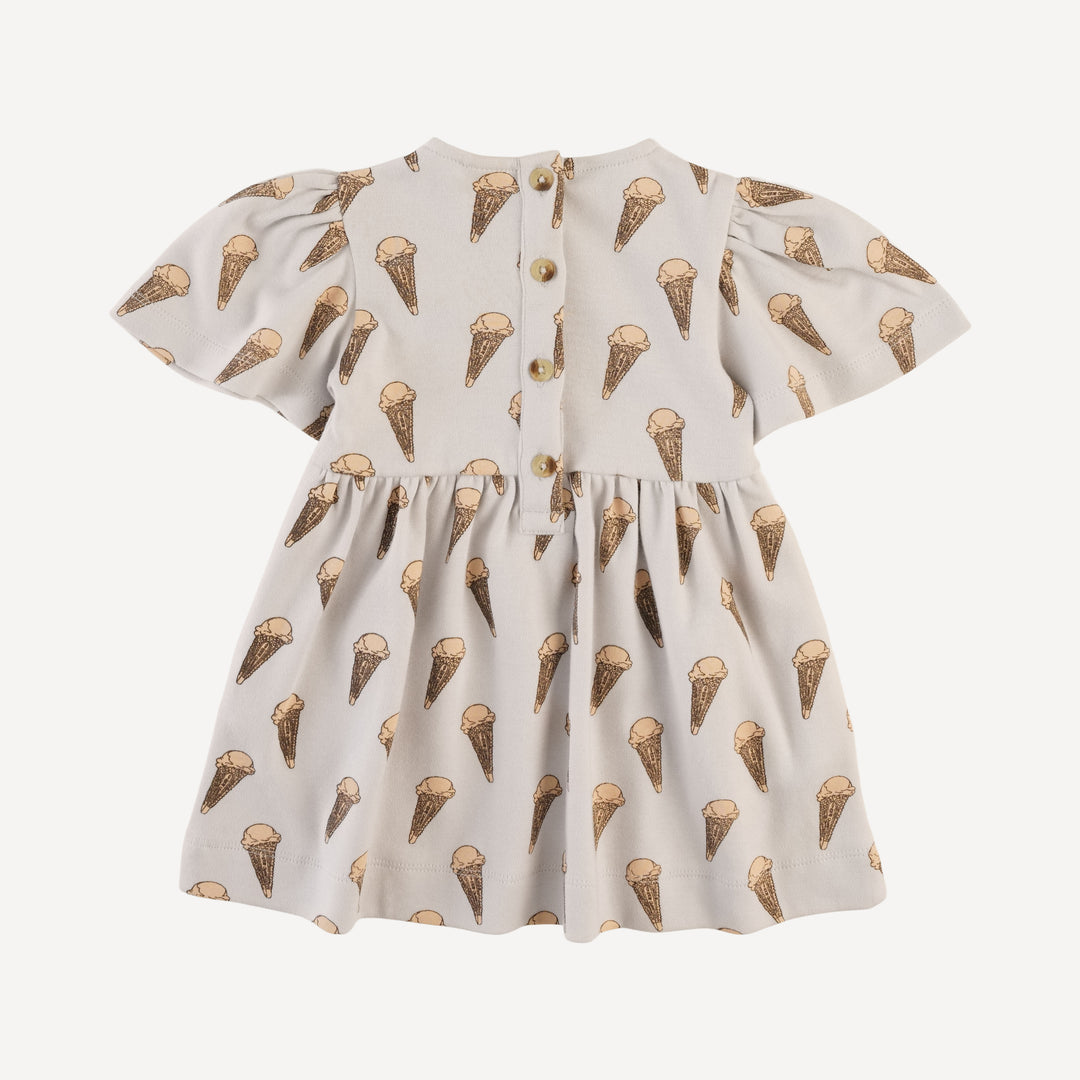 bell sleeve dress | ice cream cone | organic cotton interlock