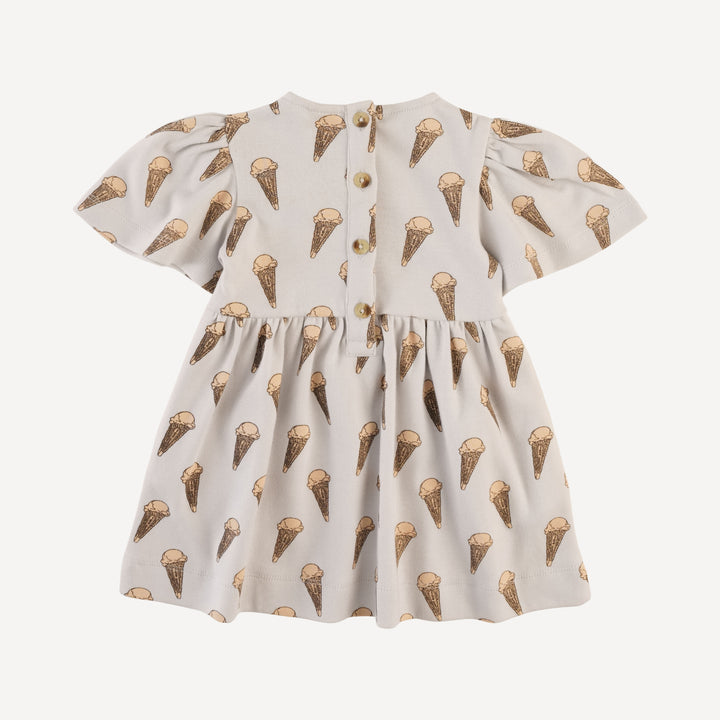 bell sleeve dress | ice cream cone | organic cotton interlock