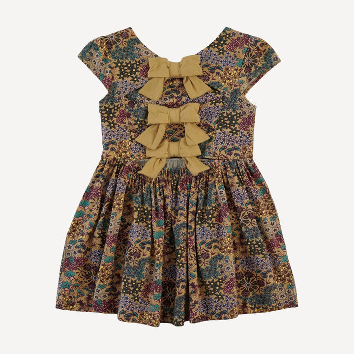 cap sleeve back bow dress | taffy ditsy | bamboo