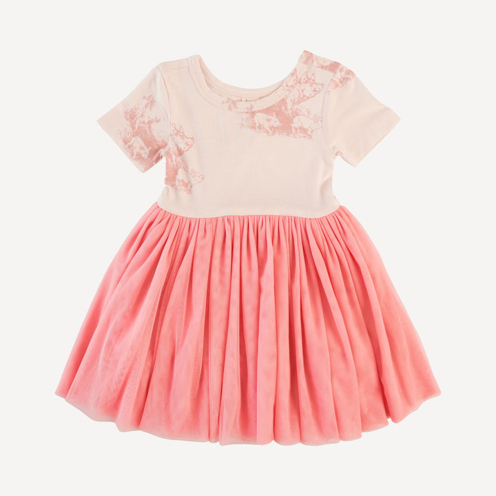 short sleeve ballerina tulle dress | piggies | bamboo