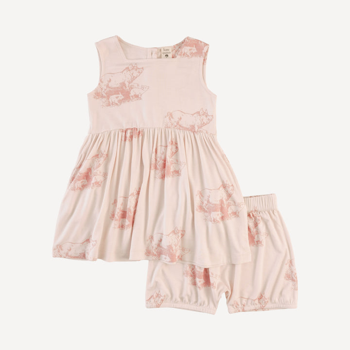 sleeveless square neck dress + gathered bloomer set | piggies | bamboo