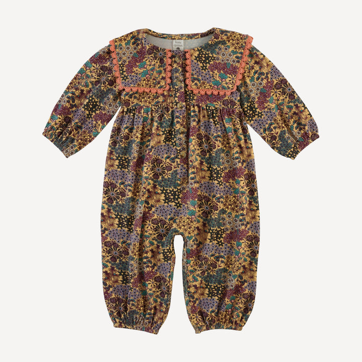 long sleeve square collar jumpsuit | taffy ditsy | bamboo