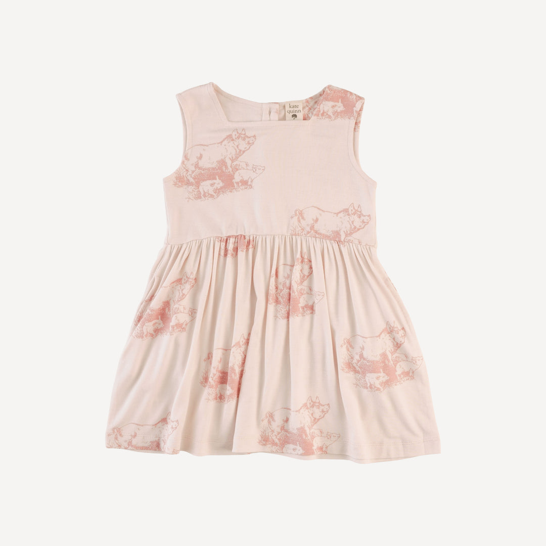 sleeveless square neck dress + gathered bloomer set | piggies | bamboo