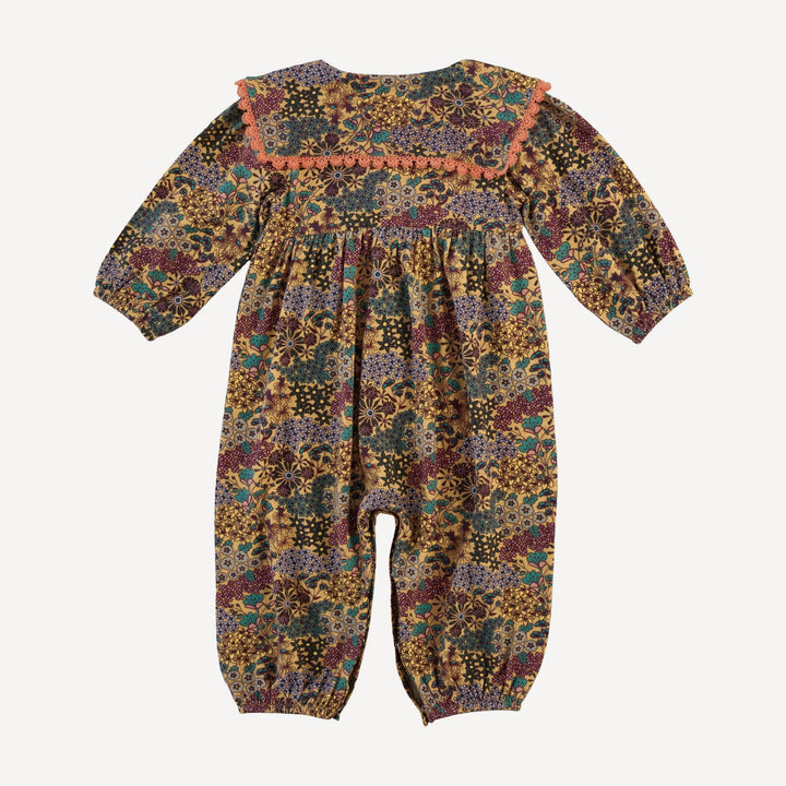 long sleeve square collar jumpsuit | taffy ditsy | bamboo