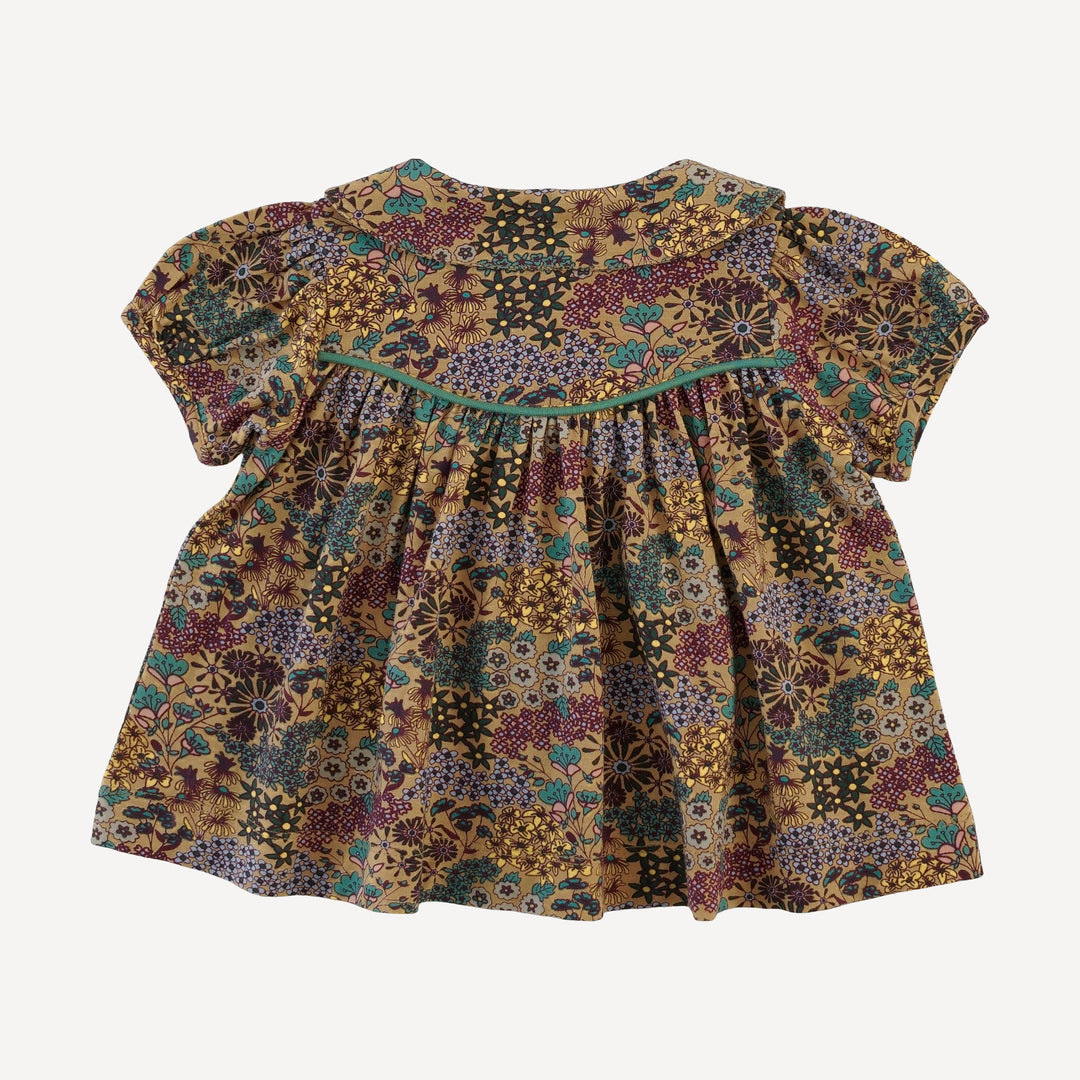 short sleeve piped gathered top | taffy ditsy | bamboo