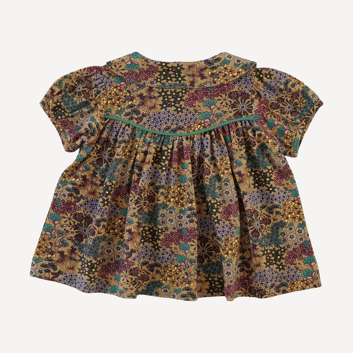 short sleeve piped gathered top | taffy ditsy | bamboo