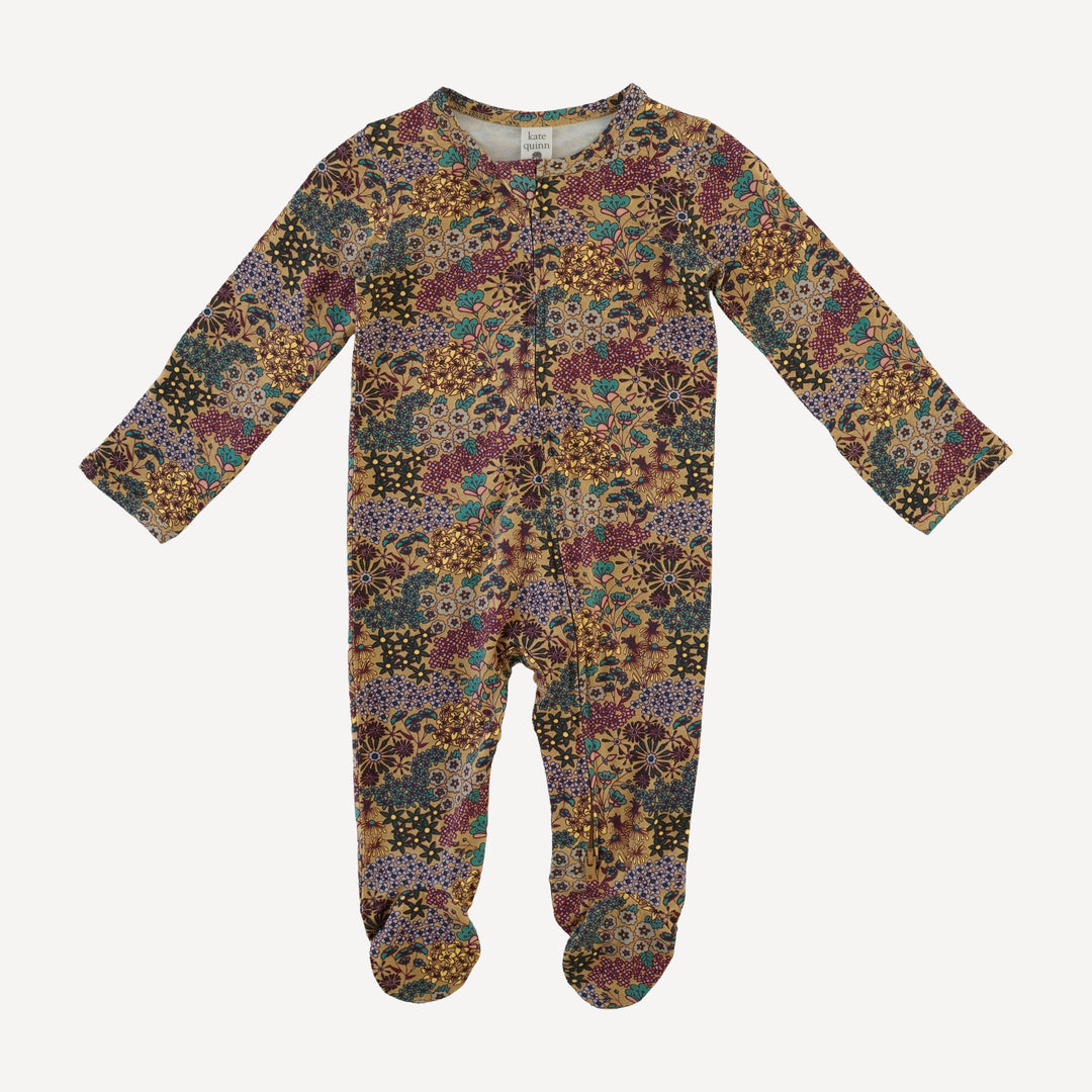 long sleeve two way zipper footie | taffy ditsy | bamboo