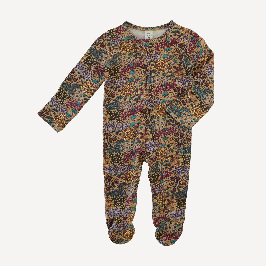 long sleeve two way zipper footie | taffy ditsy | bamboo