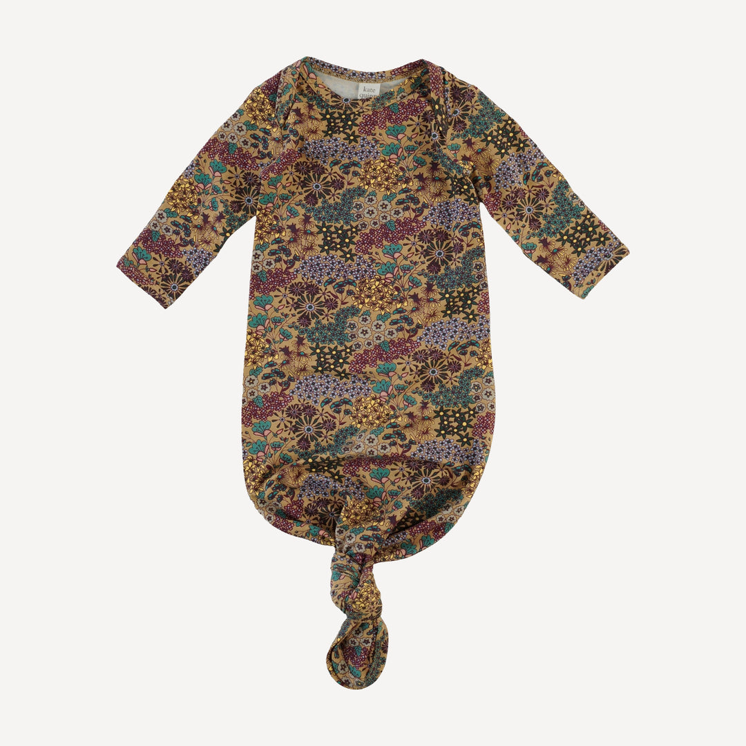 long sleeve lap neck knotted gown | taffy ditsy | bamboo