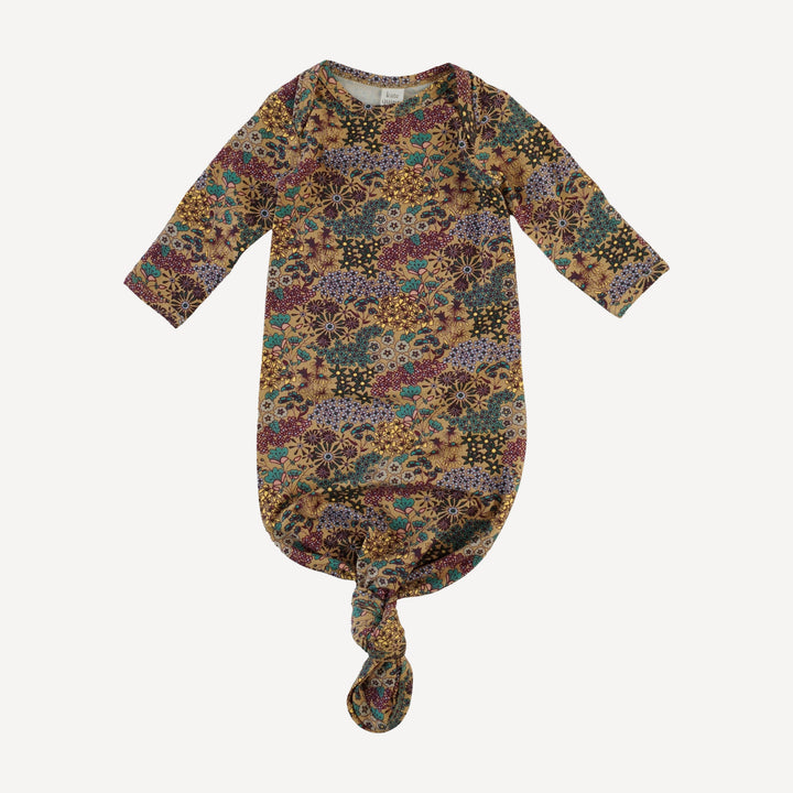 long sleeve lap neck knotted gown | taffy ditsy | bamboo
