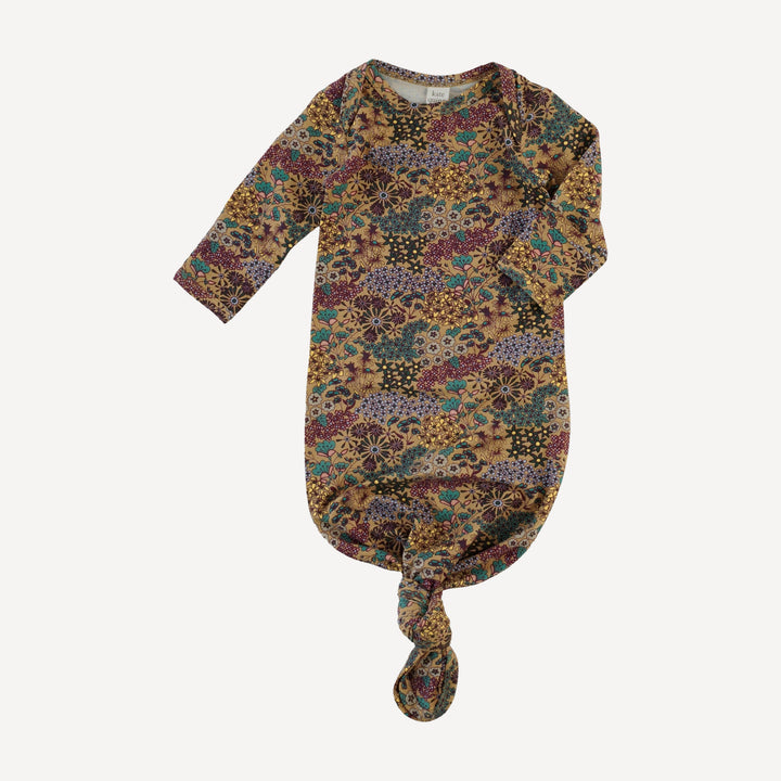 long sleeve lap neck knotted gown | taffy ditsy | bamboo