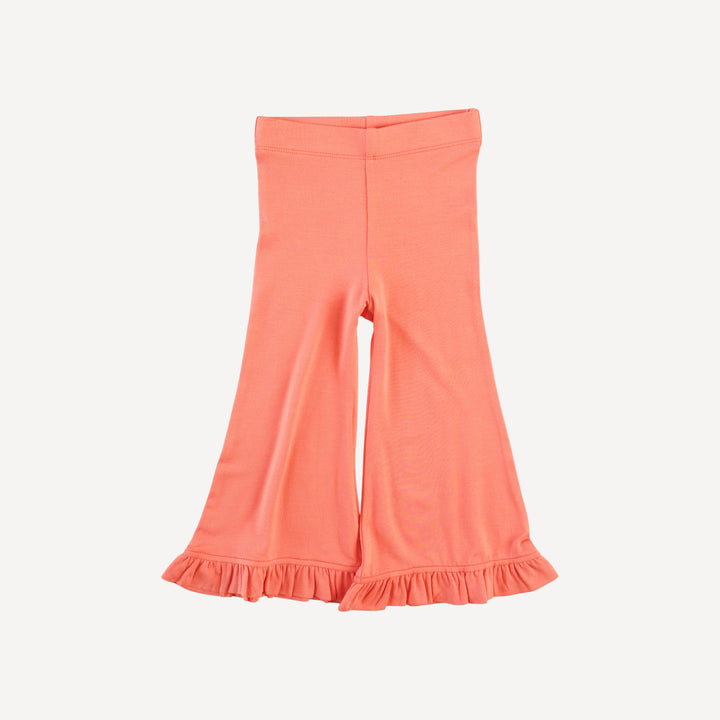 long sleeve cropped ruffle tee + flare pant set | burnt coral | bamboo