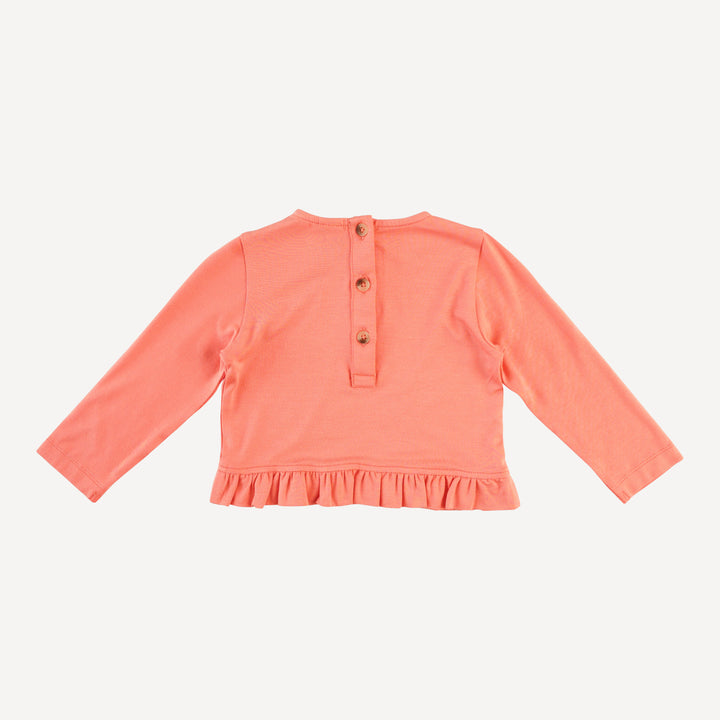 long sleeve cropped ruffle tee + flare pant set | burnt coral | bamboo