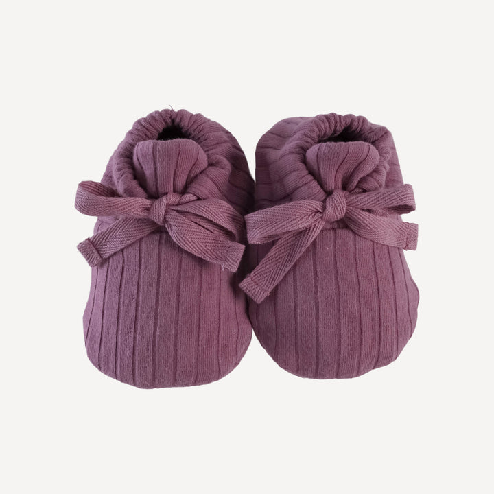 tie booties | wild ginger | organic cotton wide rib