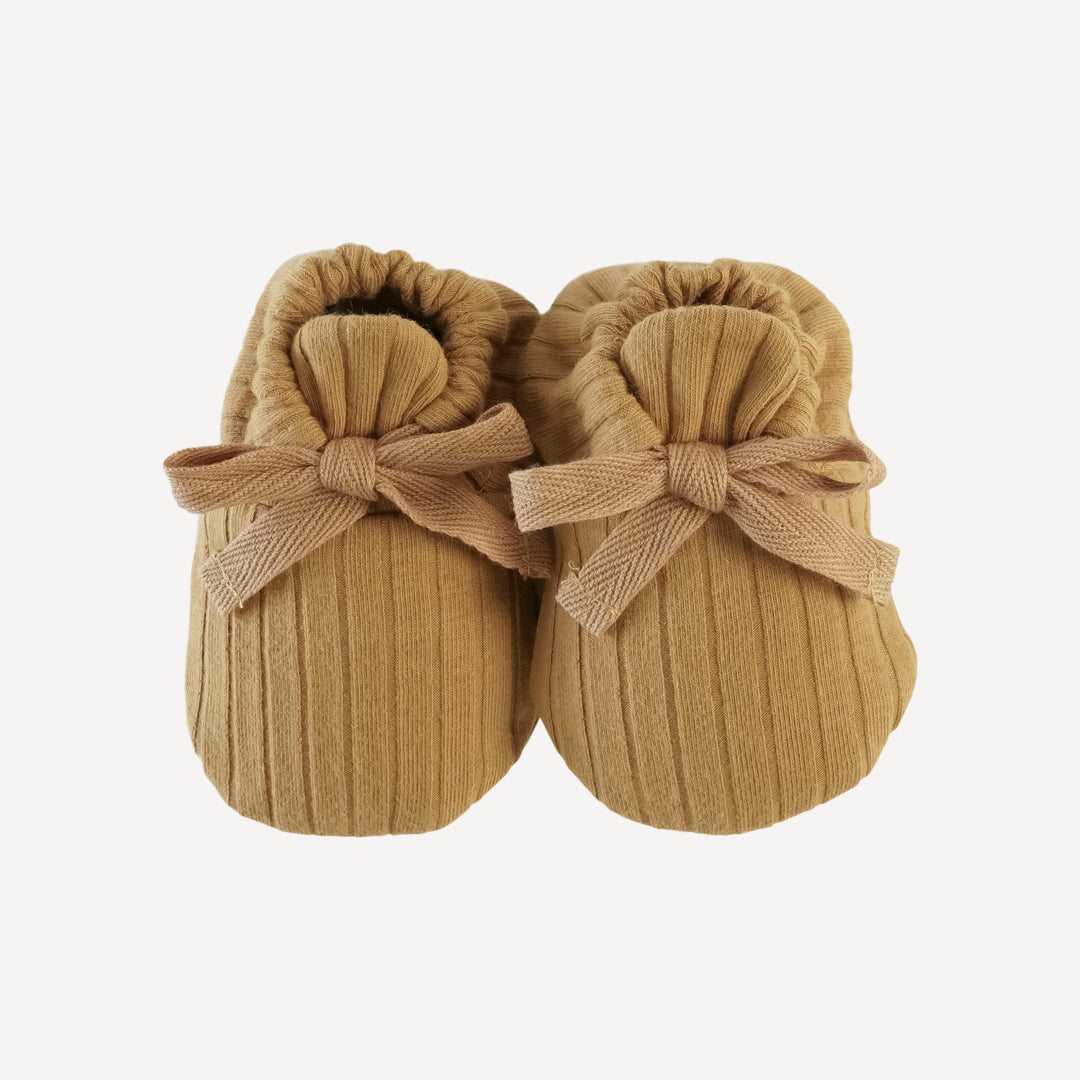 tie booties | apple cinnamon | organic cotton wide rib