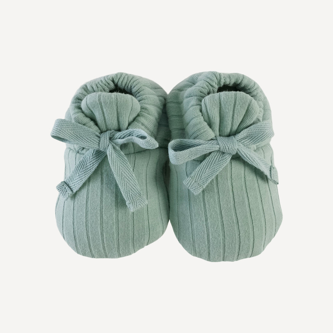 tie booties | jadeite | organic cotton wide rib