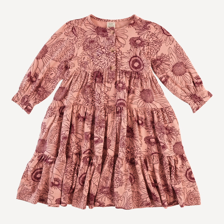 long sleeve prairie dress | merlot sunflowers | bamboo