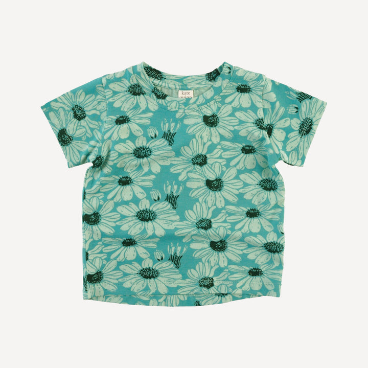 short sleeve essential boxy tee | green daisy | bamboo