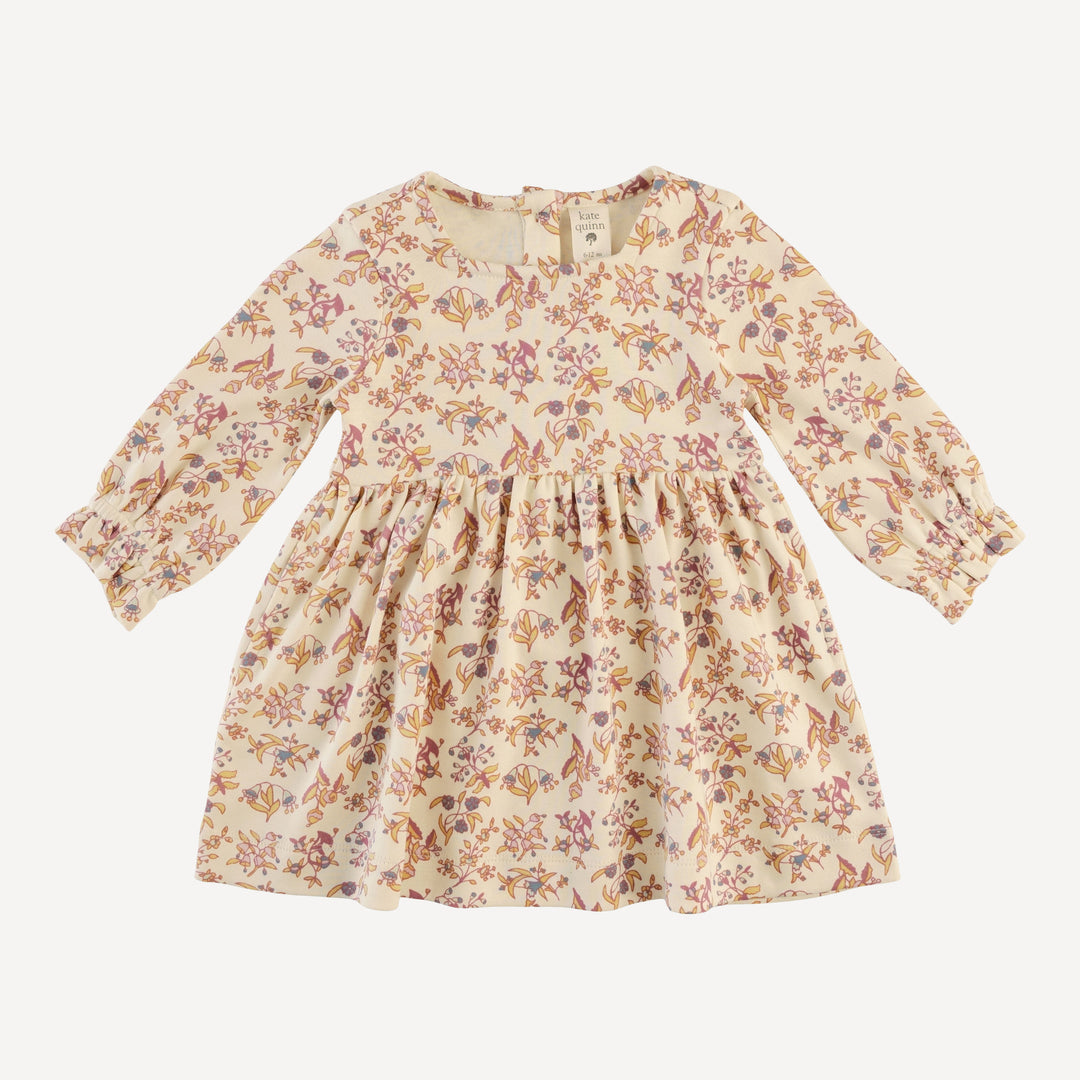 long sleeve square neck dress | ditsy bouquet | organic cotton interlock