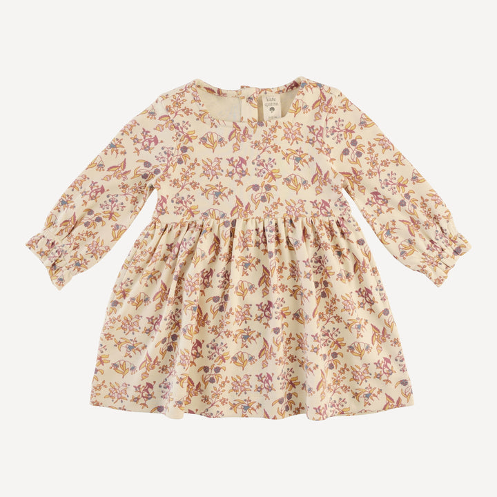 long sleeve square neck dress | ditsy bouquet | organic cotton interlock