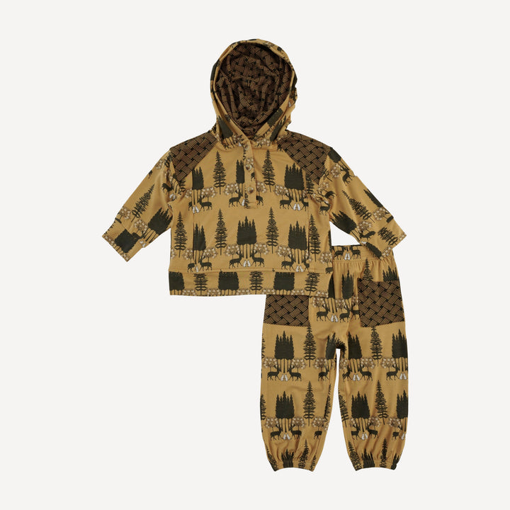long sleeve henley hoodie + relaxed pocket jogger set | taffy magical forest | bamboo