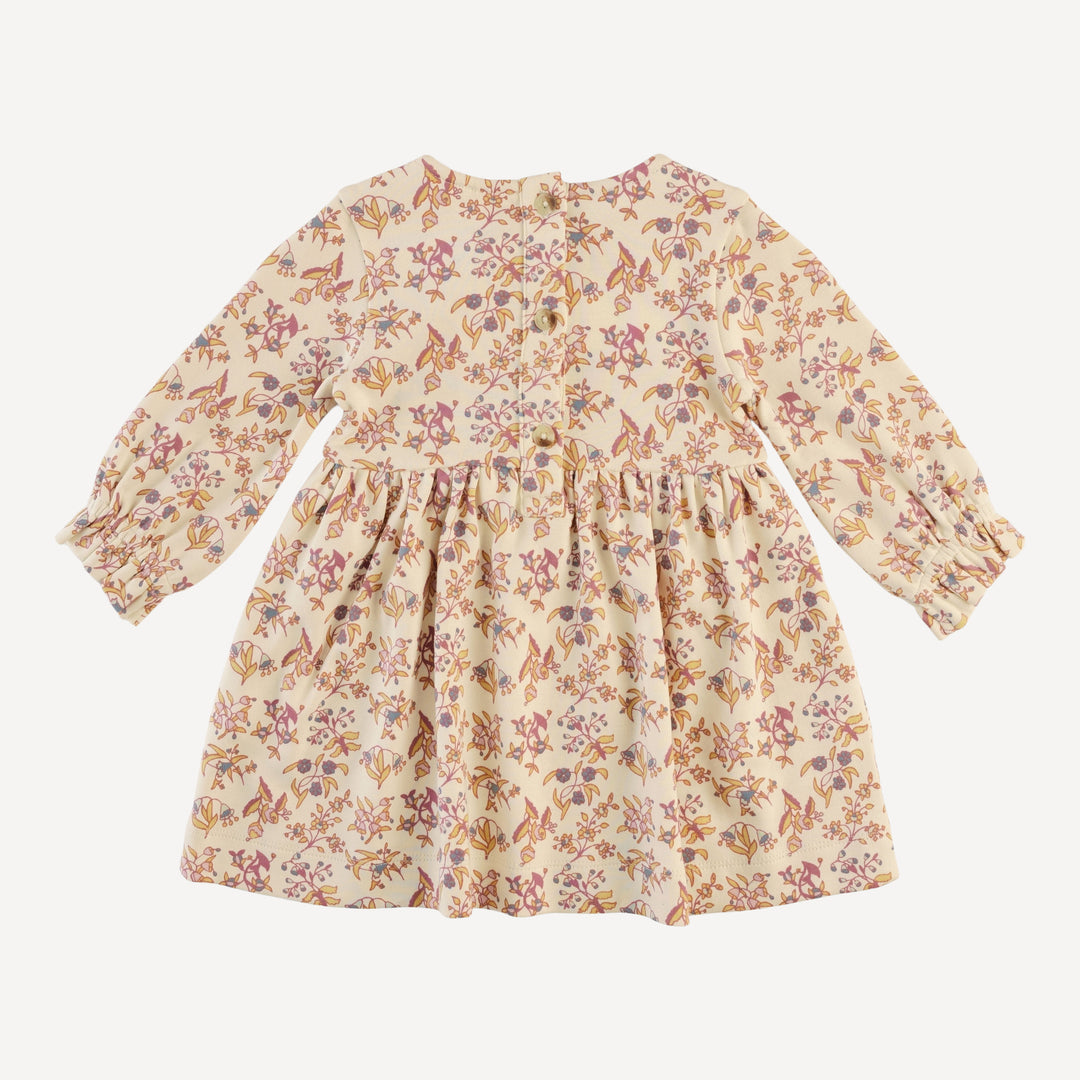 long sleeve square neck dress | ditsy bouquet | organic cotton interlock